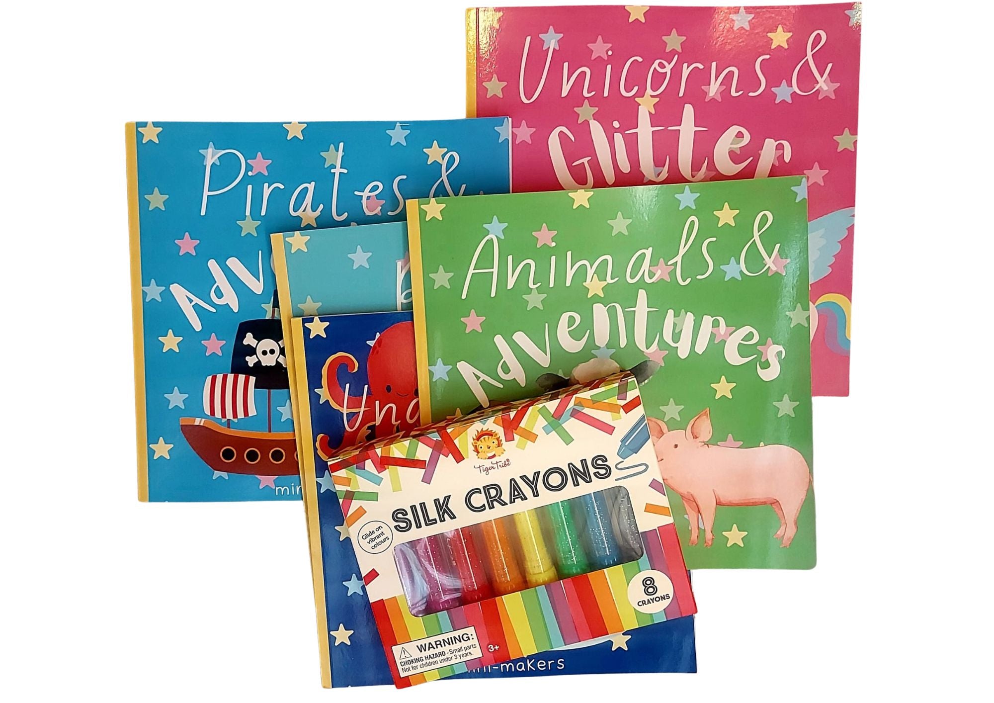 Livros para colorir e escrever + Silk Crayons