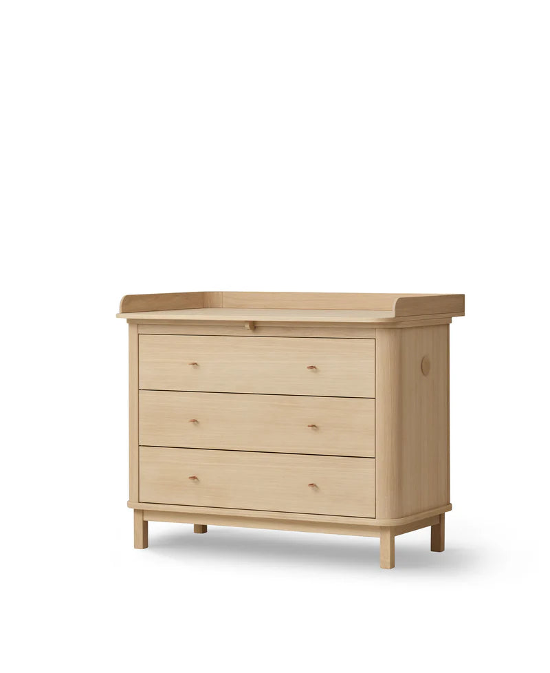Wood Chest of Drawers with 3 Drawers and Changing Table, Oak