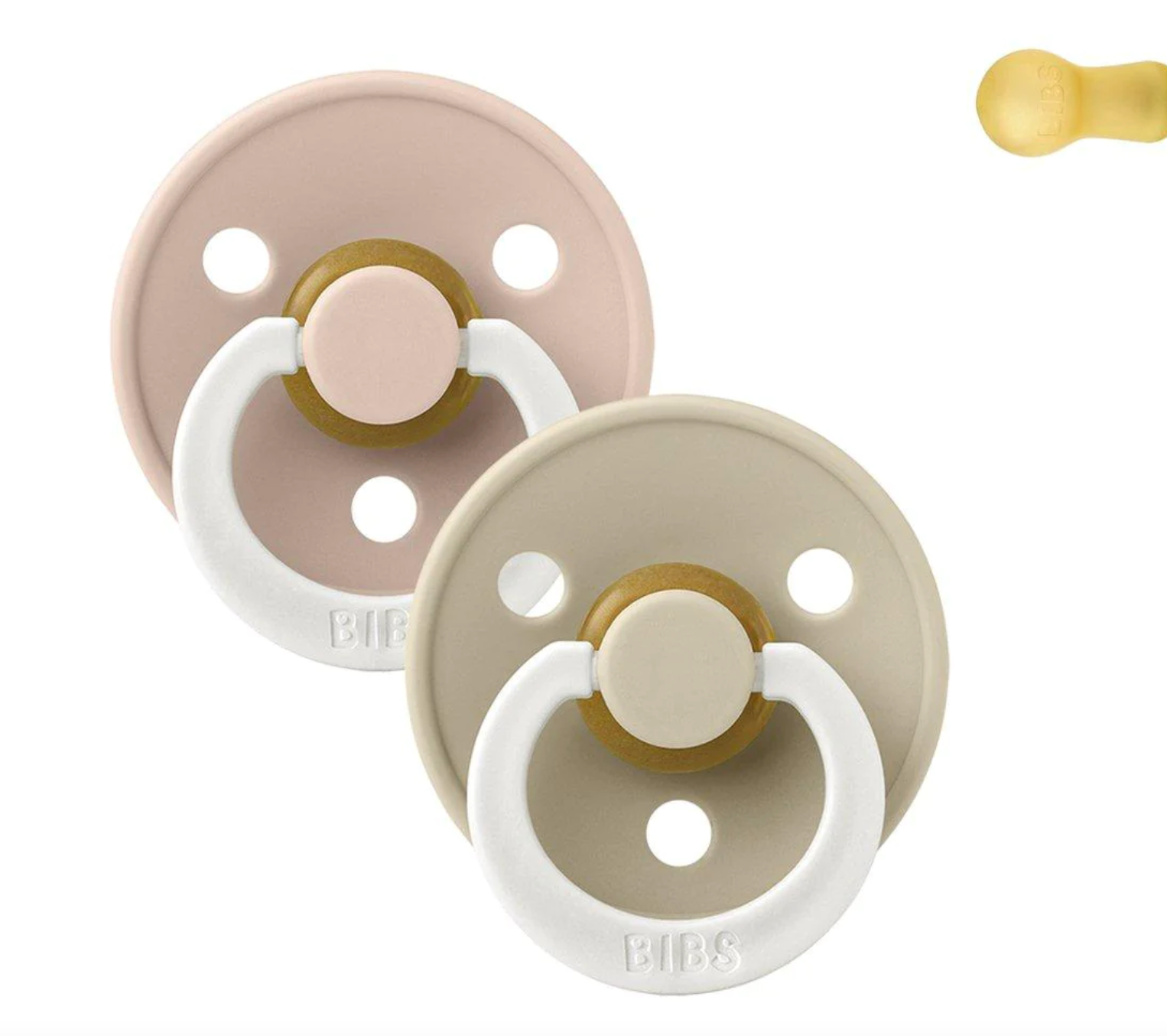 Set of 2 Bibs Glow in the Dark Pacifiers, Vanilla/Blush