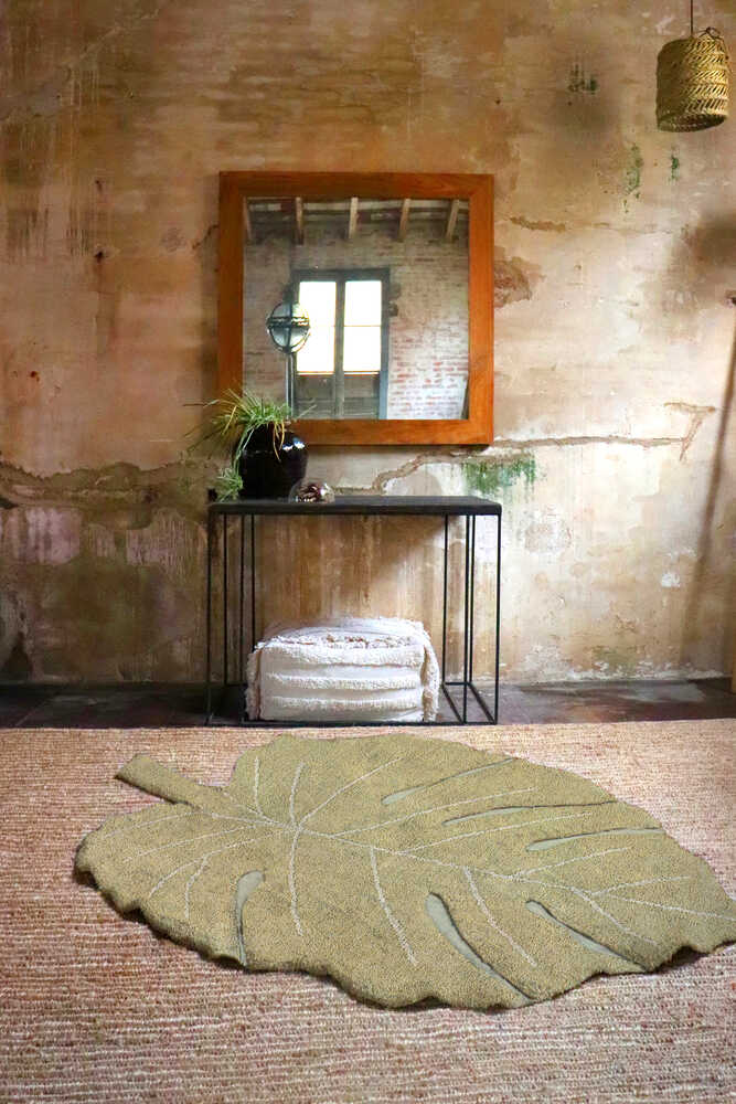 Monstera Olive Washable Rug