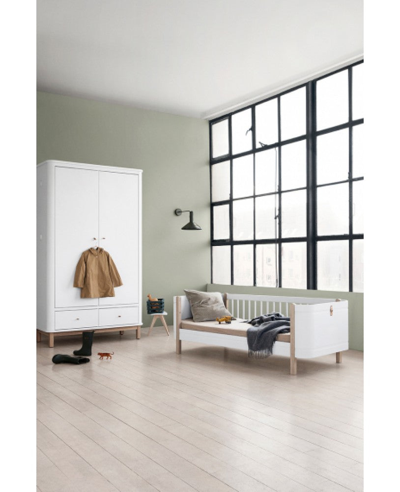Cama Junior Wood Mini+, Branco e Madeira - Maria do Mar