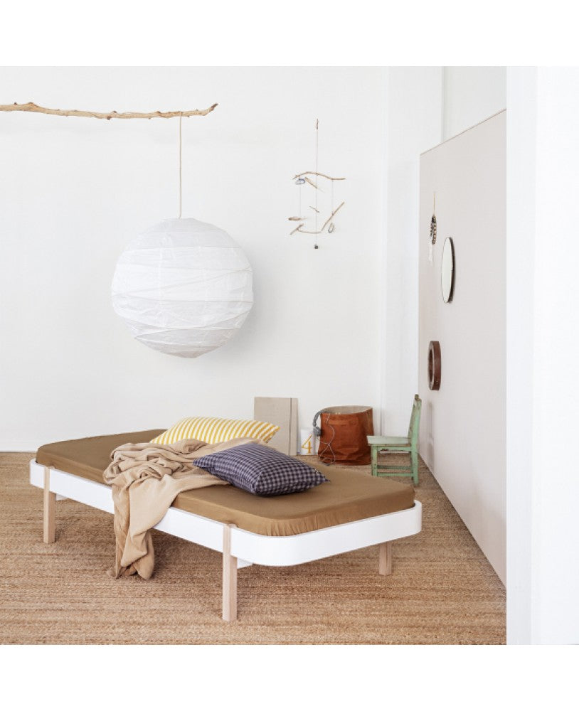 Cama Wood Lounger 90, Madeira e Branco - Maria do Mar