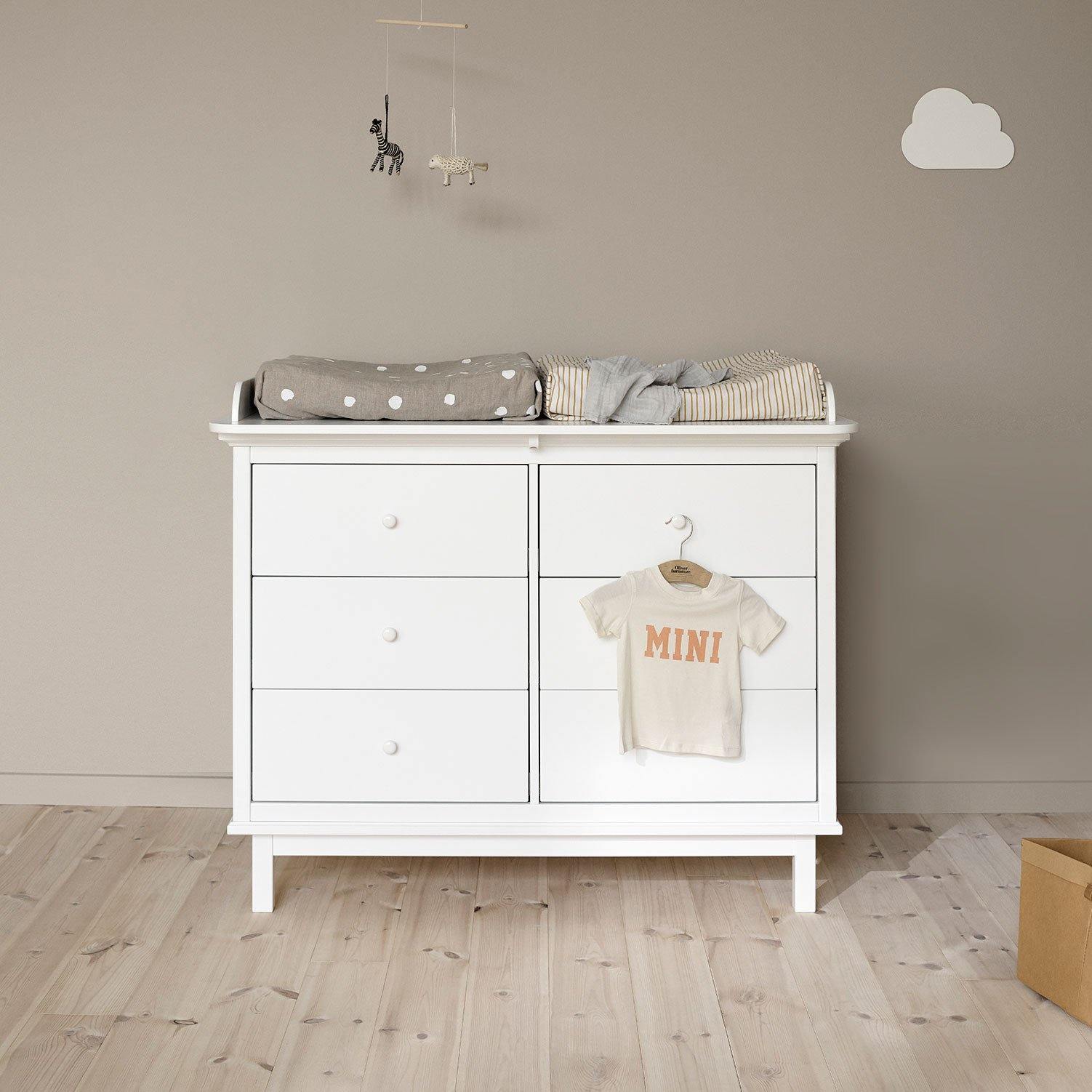 Seaside Chest of 6 Drawers with Changing Table, White