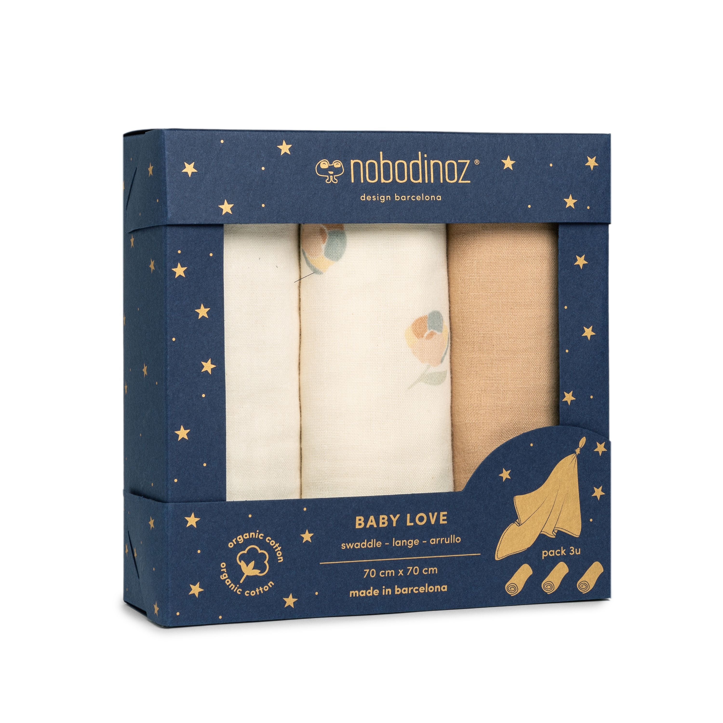 Set de 3 Swaddles, Blossom