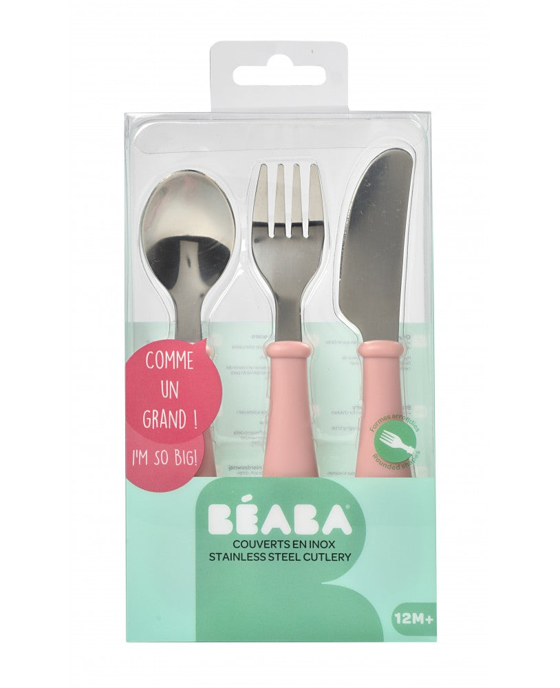 Set of 3 Stainless Steel Flatware, Pink