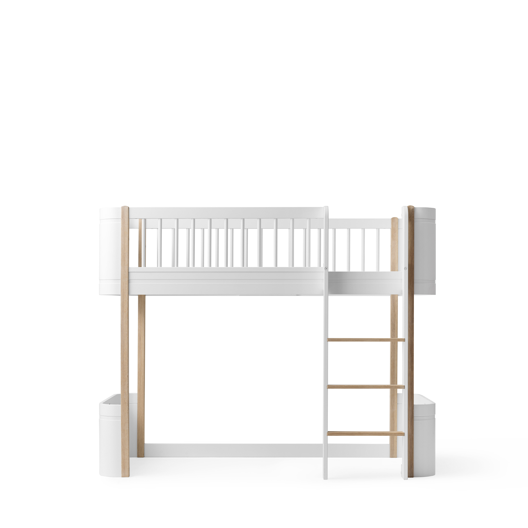 Cama Loft Baixo Wood Mini+, Branco e Madeira - Maria do Mar
