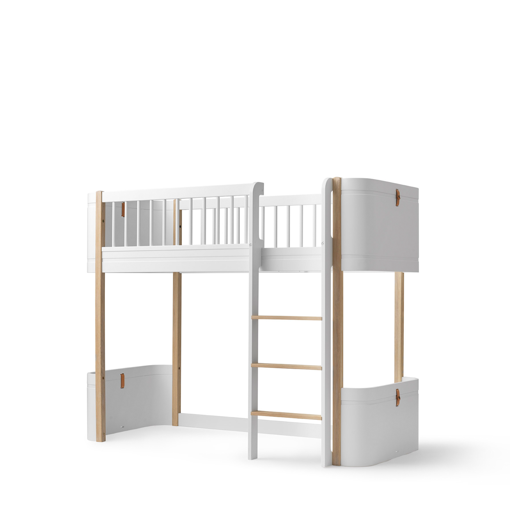 Cama Loft Baixo Wood Mini+, Branco e Madeira - Maria do Mar