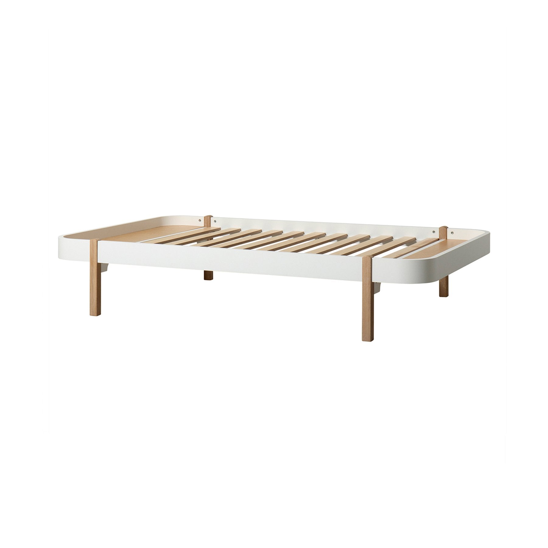 Cama Wood Lounger 120x200, Branco e Madeira