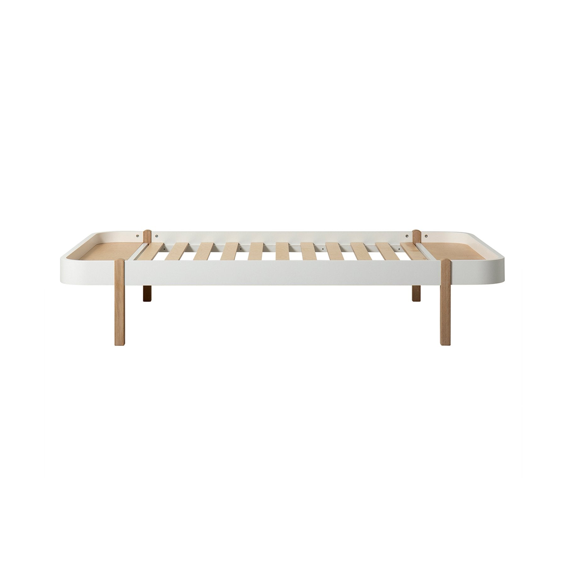 Cama Wood Lounger 120x200, Branco e Madeira