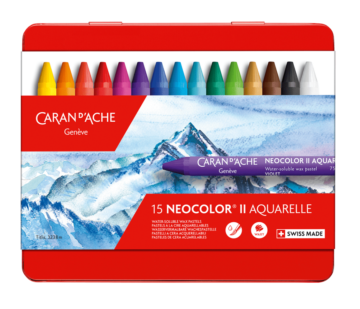 Lápis de Cera Neocolor II Aquarelle, 15 Cores