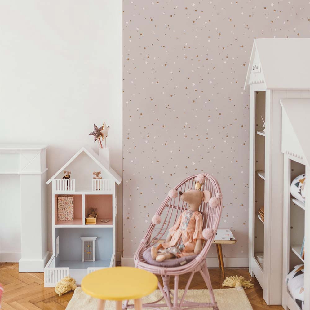 Papel de Parede Stars from the sky powder pink