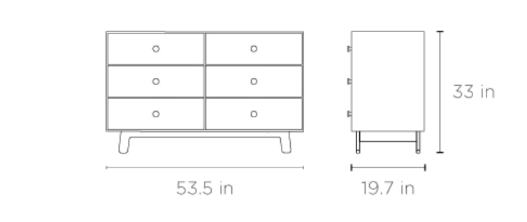 Sparrow Chest of 6 Drawers, White