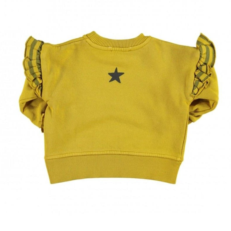 Shoulder Ruffle Sweatshirt, Mustard