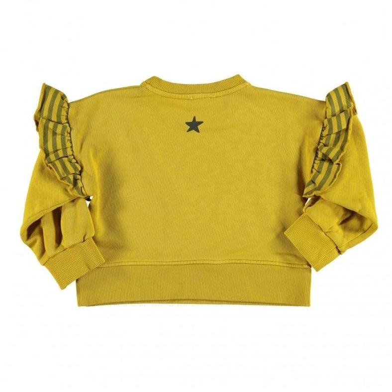 Shoulder Ruffle Sweatshirt, Mustard