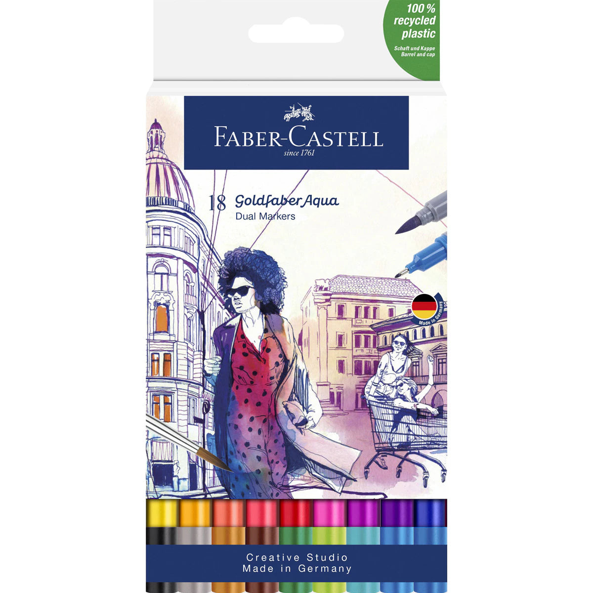 Estojo de Marcadores Ponta Dupla Aguarelável GoldFaber - Multicolor, Faber Castell