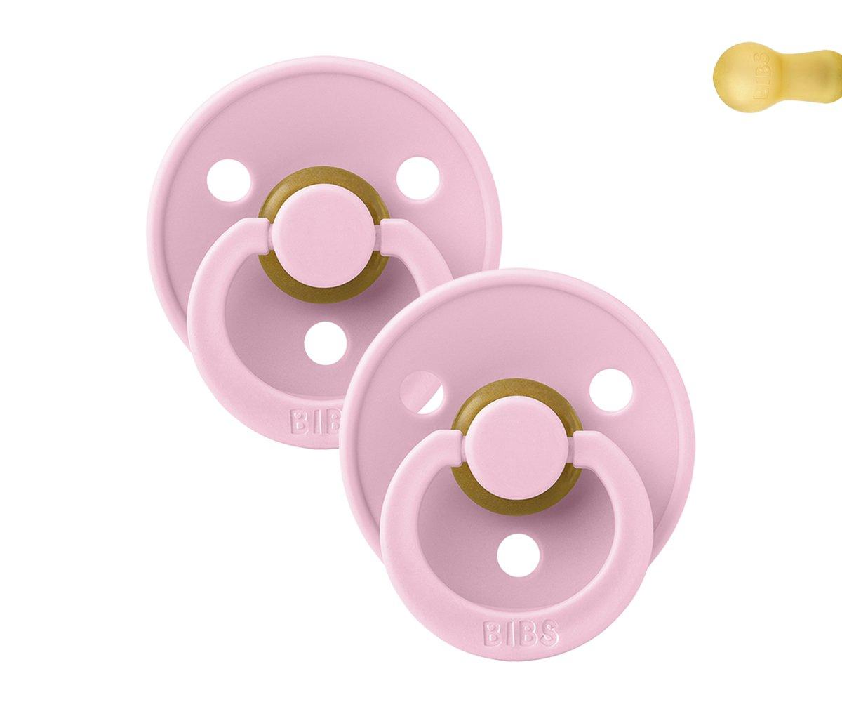 Set of 2 bib pacifiers Color Round Baby Pink/Baby Pink