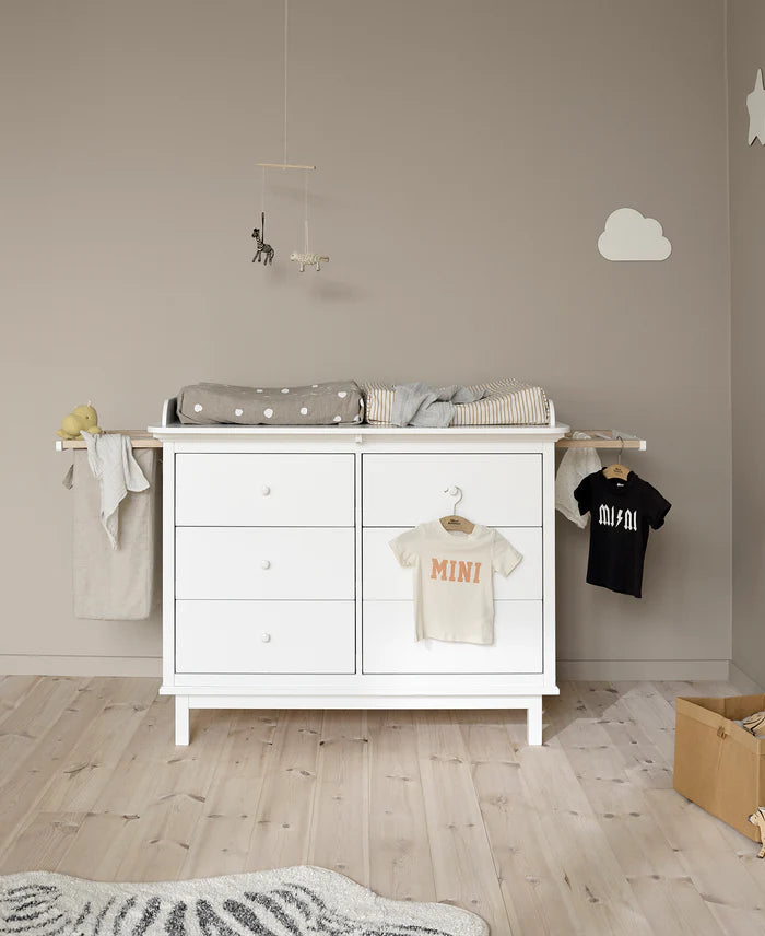 Seaside Chest of 6 Drawers with Changing Table, White