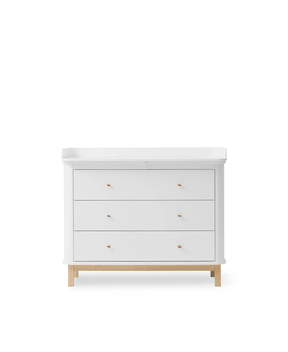 Wood Chest of 6 Drawers with Large Changing Table, Wood and White
