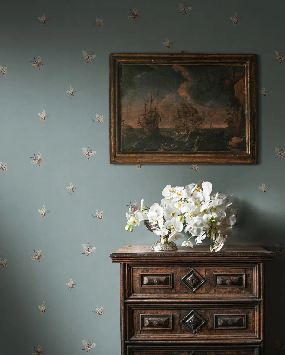 Papel de Parede Butterflies, Misty Blue