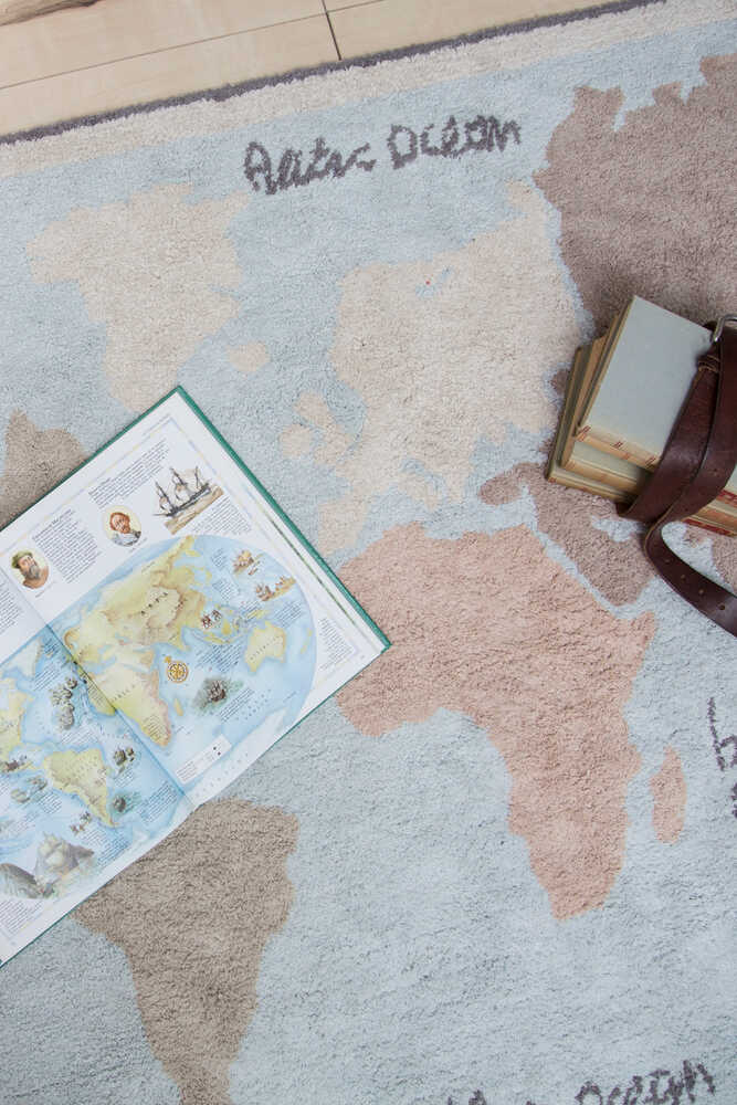 Washable Rug, Vintage Map