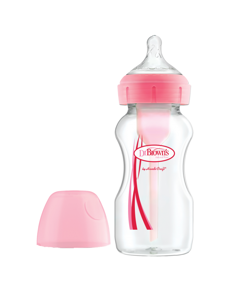 Options+ Wide Mouth Silicone Teat Bottle, Pink