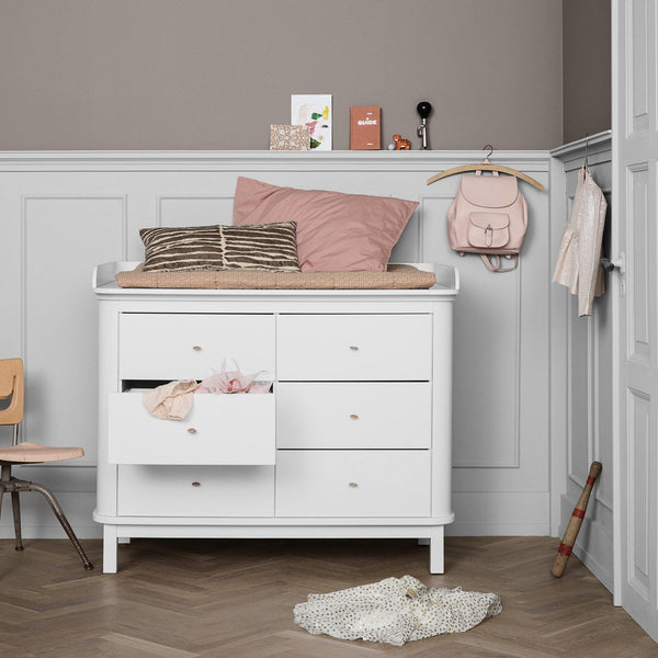 Wood Chest of 6 Drawers with Large Changing Table, White