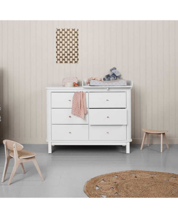 Wood Chest of 6 Drawers with Small Changing Table, White