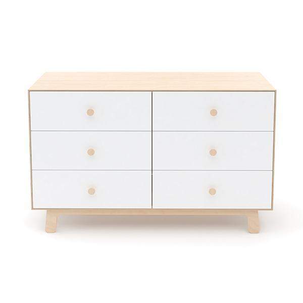 Cómoda Sparrow 6 Gavetas, Branco e Bétula
