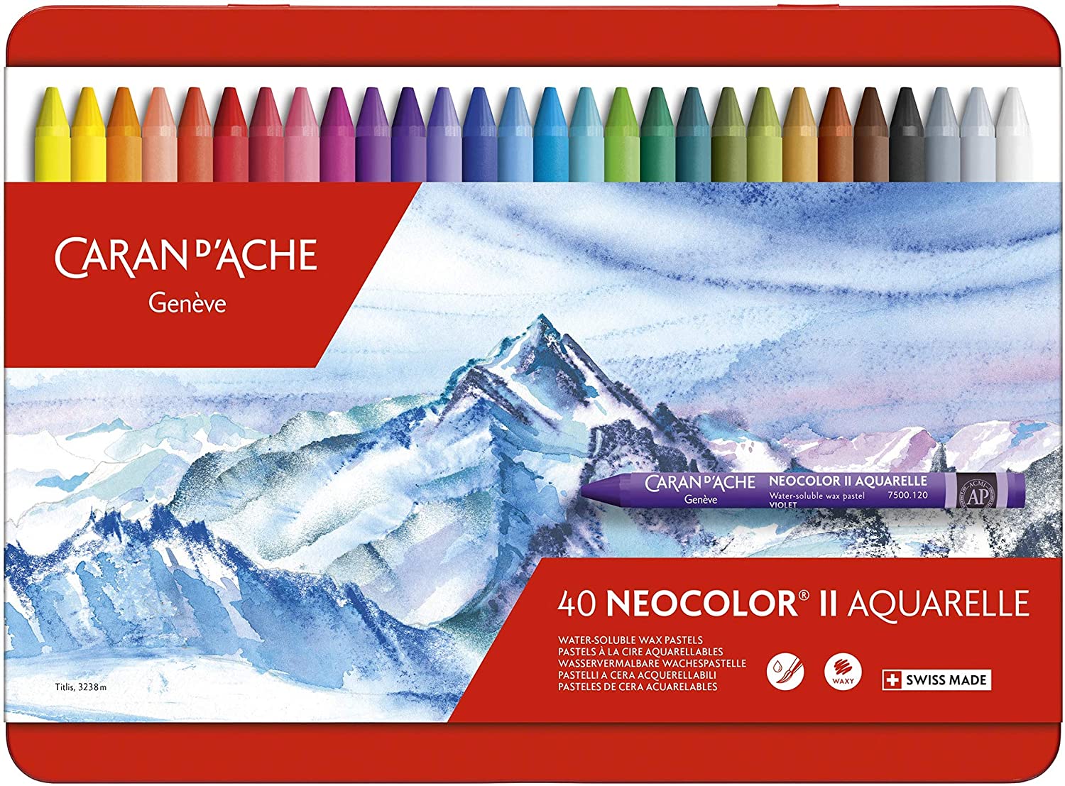 Neocolor II Aquarelle Wax Pencil, 40 Colors