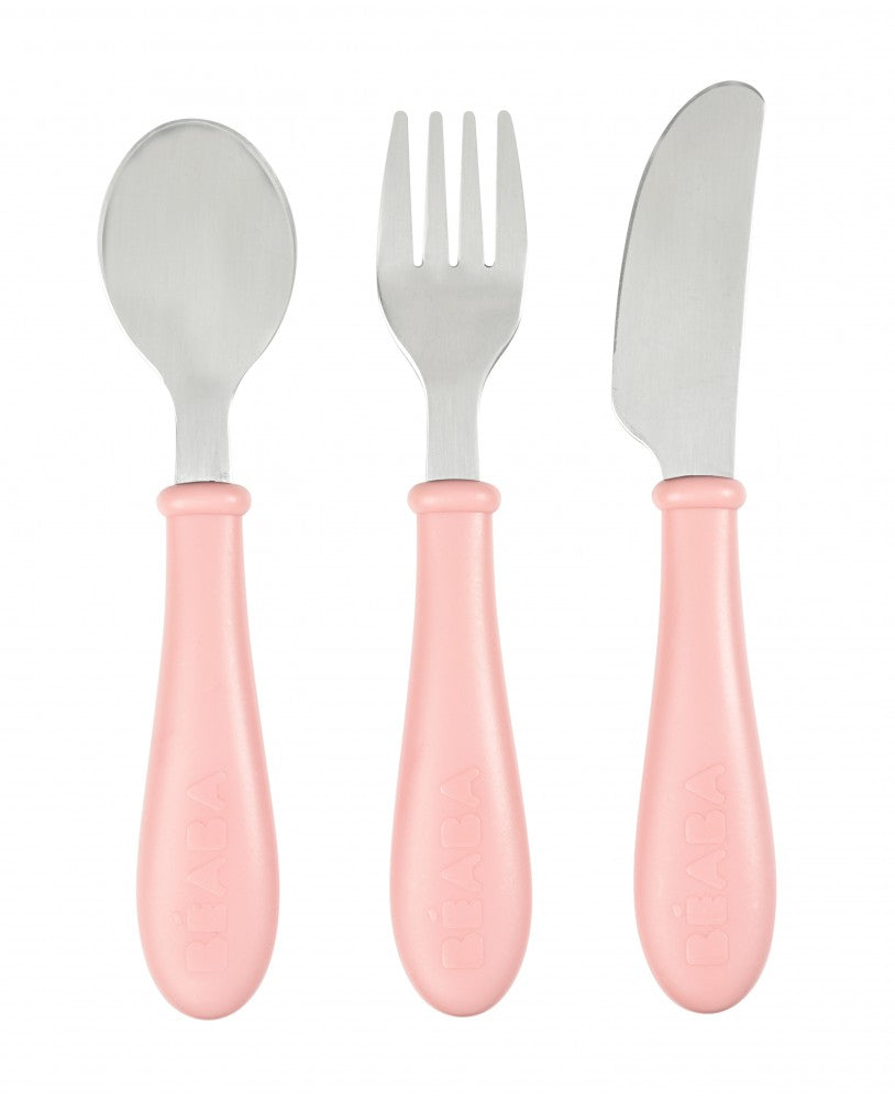 Set of 3 Stainless Steel Flatware, Pink