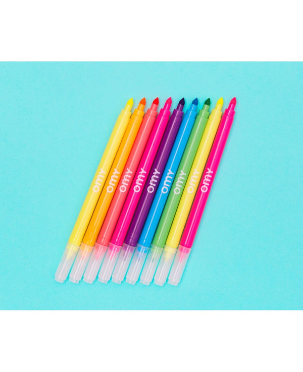 9 Neon Felt Pens, Double-ended