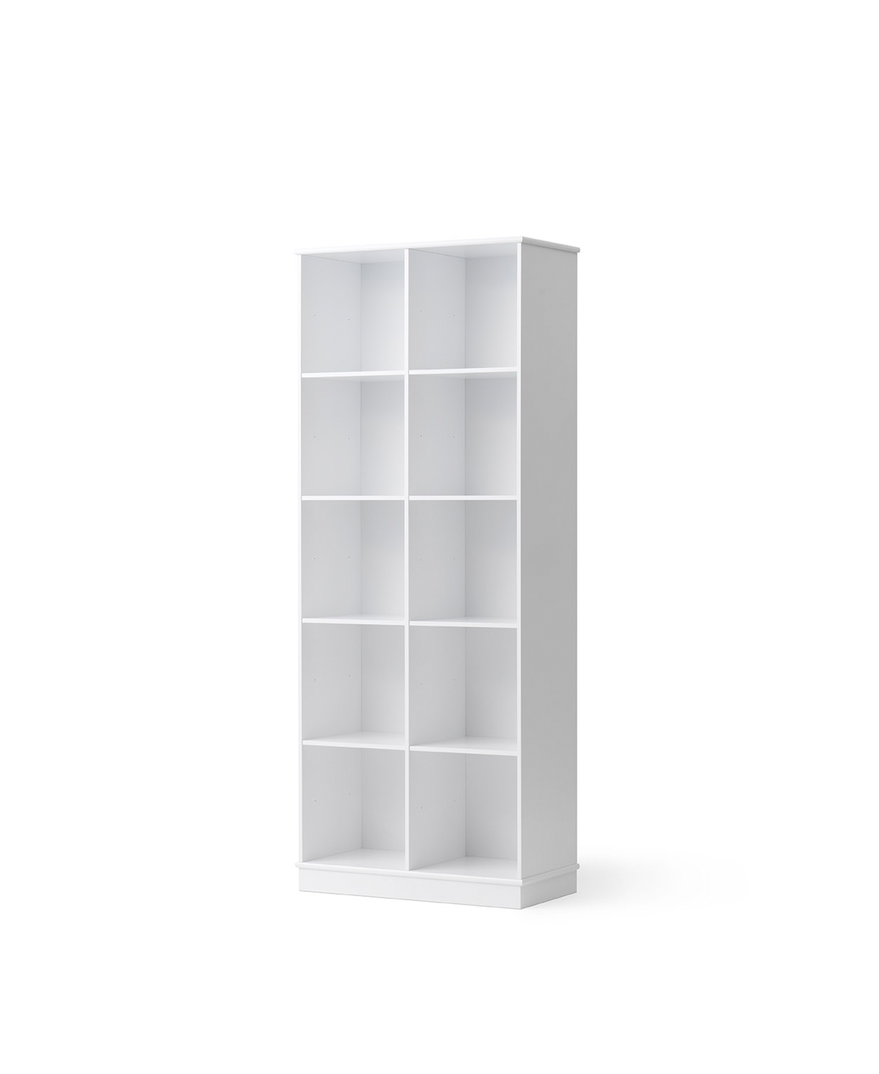 Vertical Wood Bookcase with Base, 2x5