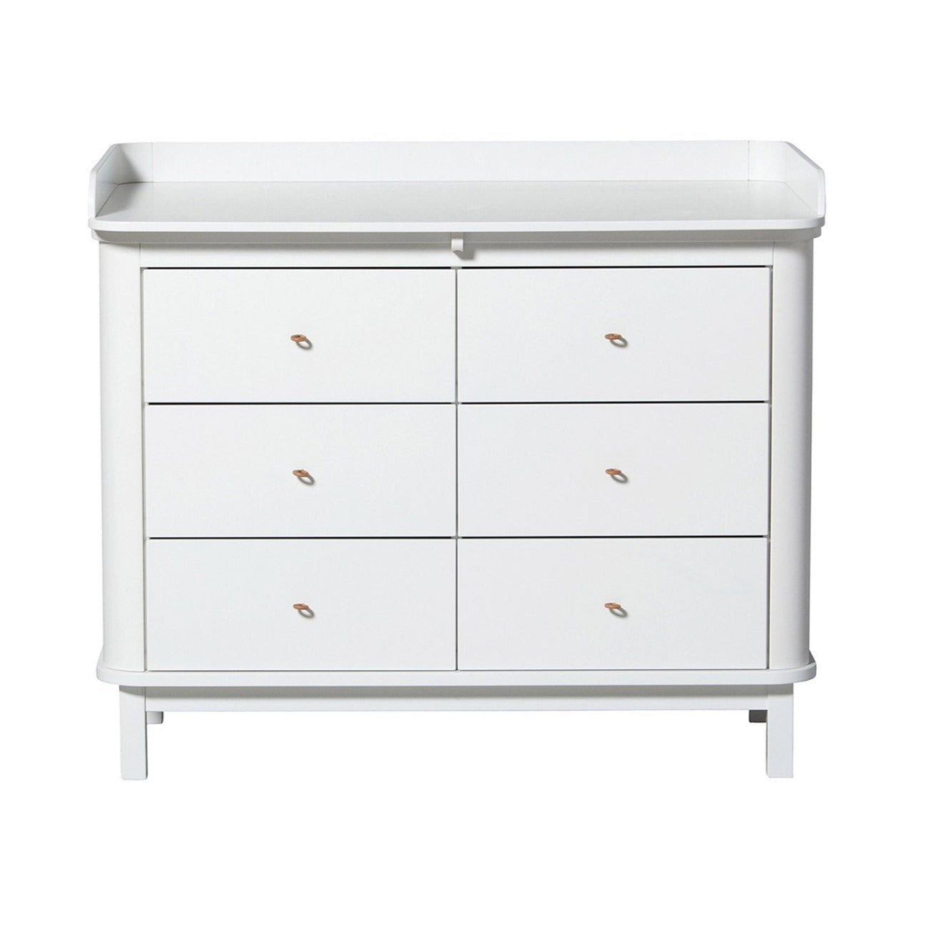 Wood Chest of 6 Drawers with Large Changing Table, White