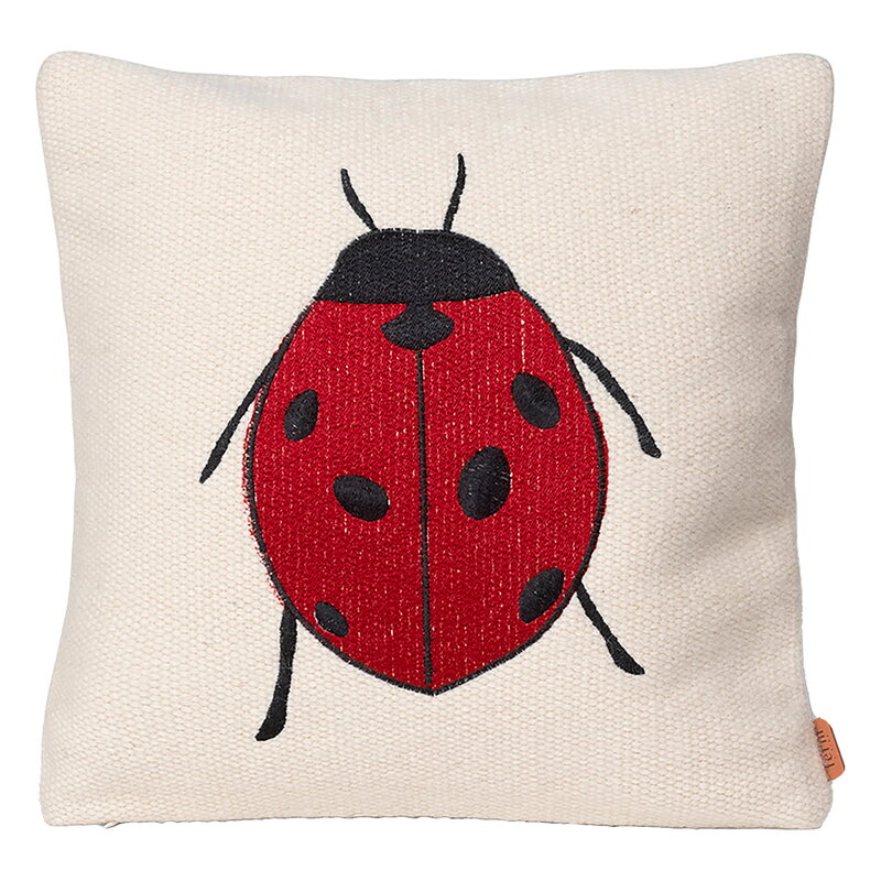 Forest Embroidered Cushion, Ladybird