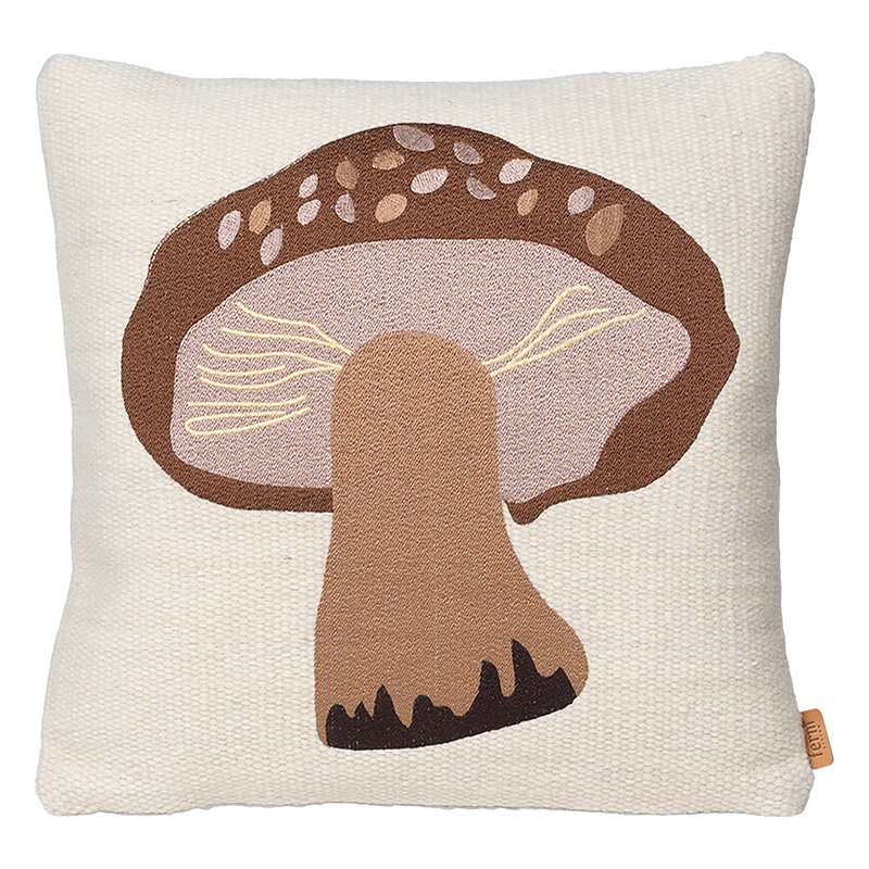 Forest Embroidered Cushion, Porcini
