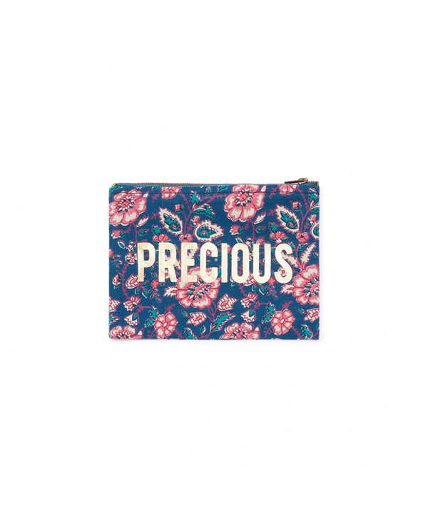 bolsa padrão floral azul, rosa e verde, estampa "Precious"