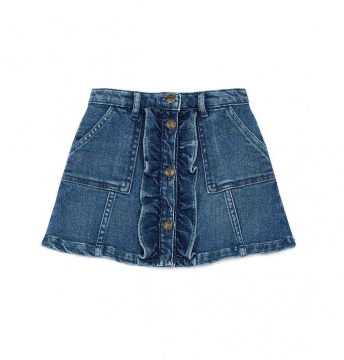 Denim Skirt with Frills