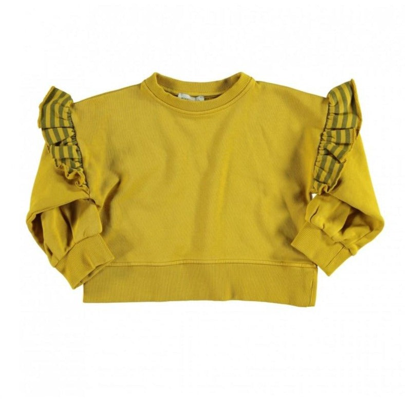 Shoulder Ruffle Sweatshirt, Mustard