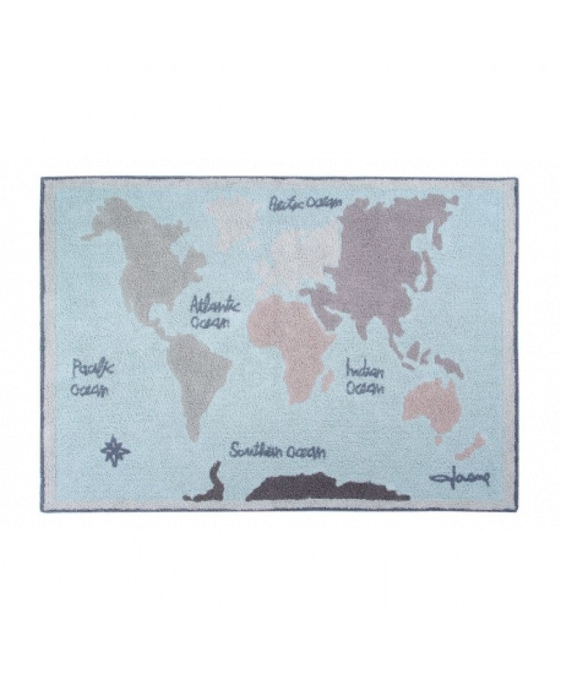 Washable Rug, Vintage Map