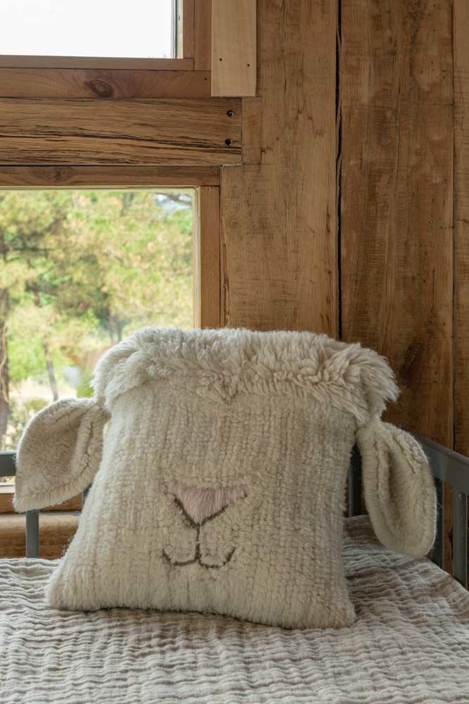 Pink Nose Sheep Wool Cushion