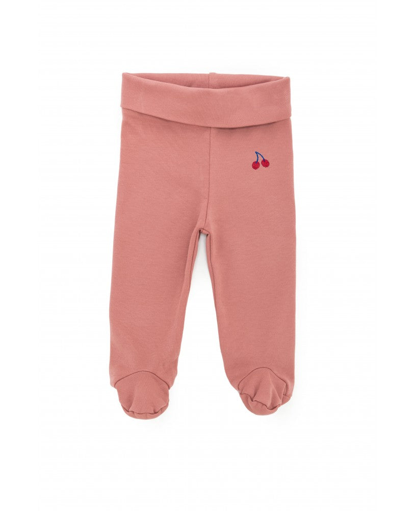 calças bebé com pés, rosa